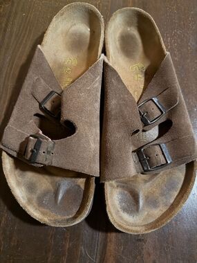 Birkenstock Brown Suede Arizona Style Two-Buckle Clog Size Euro 42 - 8.5M or 10W